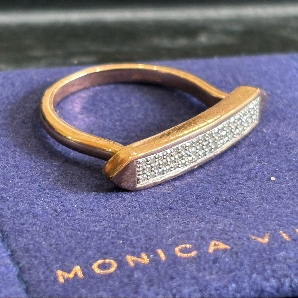 Monica Vinader Baja Skinny Ring - 18k Rose Gold Vermeil & Diamond